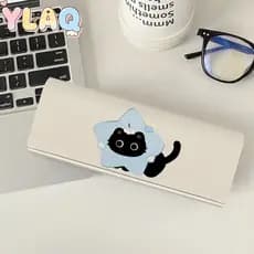 Bonito Gato Preto Estrela Roupa Óculos Magnéticos Caso Dos Desenhos Animados Animal Caixa De Armazenamento Para Uso Diár