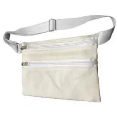Pochete Porta Dolar Doleira Money Belt em algodão 2 compartimentos bege cru cinto elástico com regulagem