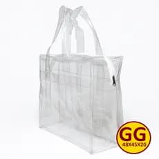 BOLSA SACOLA EM PVC CRISTAL TRANSPARENTE PREMIUM GROSSO 040 GG 48X45X20 JUMBO