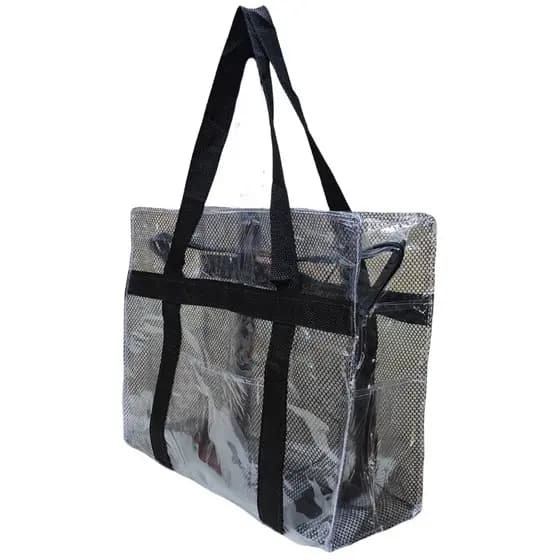 Bolsa Sacola Jumbo 45x40x20 Em Pvc Cristal Transparente Visita Depen Com Telinha Redinha Interna