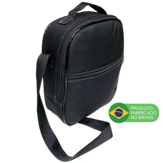 Lancheira Frasqueira Bolsa Térmica Transversal Pequena Vertical em Lona Nacional Alça Regulável Escola passeio viagem