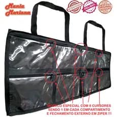 Bolsa Pasta Porta Esmaltes / Maquiagem Manicure Maquiador Domicilio Preta para até 120 frascos com 8 zipers individuais
