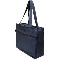 SACOLA ARTESANAL ECOLÓGICA FASHION EM JEANS REFORÇADA COM BOLSO FRONTAL 40X30X10