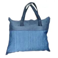 Bolsa Sacola Ecobag Artesanal Em Retalhos De Jeans Reforçada 56x46 feira mercado passeio compras (HZ)