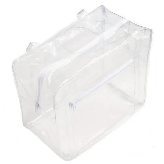 Bolsa Sacola 100% Pvc Grosso Transparente Tamanho Grande Visita Jumbo 42x40x20 Alças em Silicone
