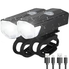 Kit 2 Farol De Bicicleta Led Lanterna Bike Usb Recarregável