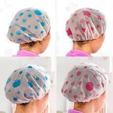 Touca Reutilizável/Touca de banho transparente com bolinhas ou estampadas. T-146-(1-2)