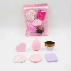 Kit 4 Esponja para Maquiagem com 1 Pincel Hexágono para Maquiagem Base e Corretivo com 1 peças Esponjas Para Pó de Maquiagem Cor aleatória T-301-8