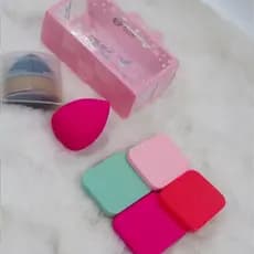 Esponja quadrada para maquiagem kit COM 4 esponjas base e corretiv Kit 1 Esponjas para Aplicação de Pó Pincel Plano para Base e 1Esponja Polvo