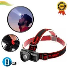 Lanterna Led De Cabeça Recarregável Com Zoom Pesca Camping Profissional Iluminação