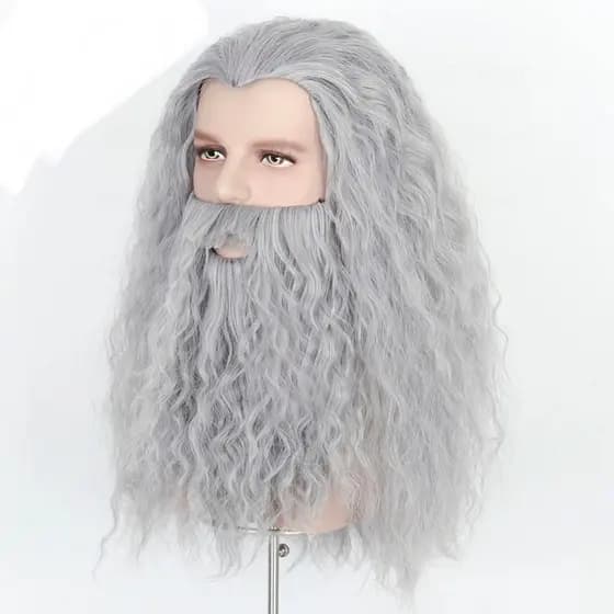 Kit Peruca + Barba Papai Noel - Cinza Grisalho/Branca