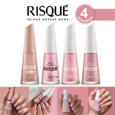 Kit 4 Esmalte Risqué Cremoso Tons Rosas Esmaltes Atacado