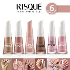 Kit 6 Esmalte Risqué Cremoso Tons Rosas e Marrom nude Esmaltes Atacado
