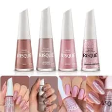 Kit 4 Esmalte Risque Tons Nudes Rosa Cremoso Esmalte Atacado