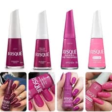 Kit 4 Esmalte Risque Tons Roxo Rosa Cremoso Hipoalergenico 8ml