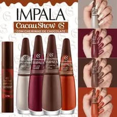 Kit Esmaltes Impala Cacau Show Nova Coleção Cherinho de Chocolate + Cera Hidratante Cutículas