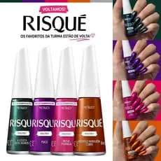 Kit Esmaltes Risqué Voltei Novas Cores Tons Metálicos Esmalte Atacado Lançamento