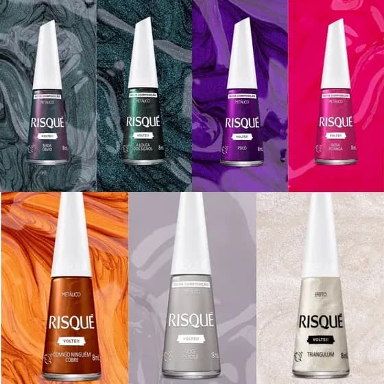 Esmaltes Risqué Voltei Novas Cores Tons Metálicos Esmalte Atacado Lançamento