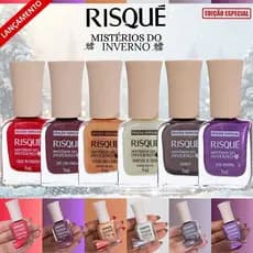 Kit Esmaltes Risqué Mistérios do Inverno Coleção Especial Lançamento 9ml 4 Esmaltes + 2 Coberturas com Efeito