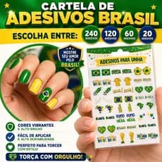 Cartela de Adesivos de Unha Brasil Escolha entre 240, 120, 60 ou 20 Adesivos Esmalte Brasil