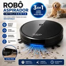 Robô Aspirador De Pó Inteligente 3 Em 1 Sem Fio Silencioso Remove Pelos E Poeira