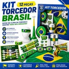 Kit Torcedor Copa do mundo 2026 Brasil Futebol Faixa Confete