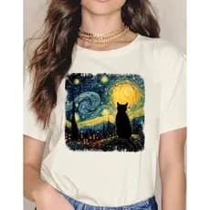 Camiseta Feminina T shirt  Feminina Estampada Academia Desenho Gato Gatinho Cat