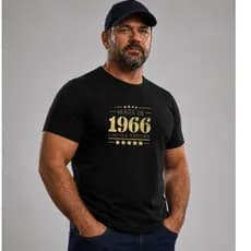 Camiseta Masculina Estampada 1966 Nascido em 1966 Limited Edition Casual Algodão Manga Curta Streetwear Dia dos Pais