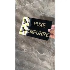kit 2 Placas indicativas de porta Puxe Empurre Deslize Abrir sinalização.