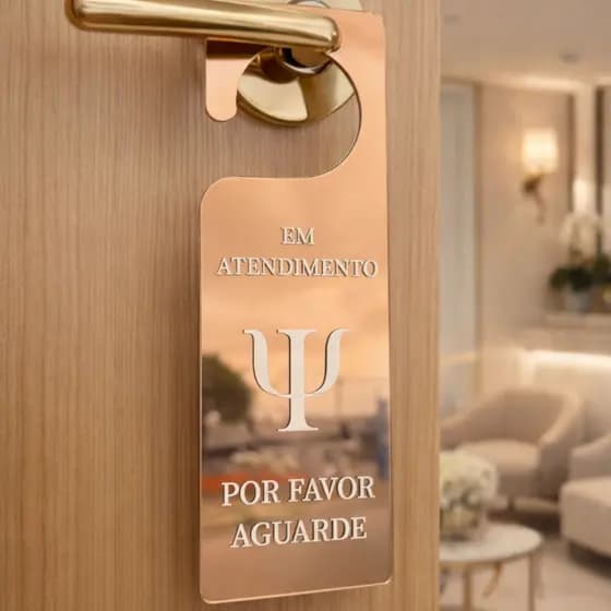 Placa Acrílica Espelhada para Porta Atendimento