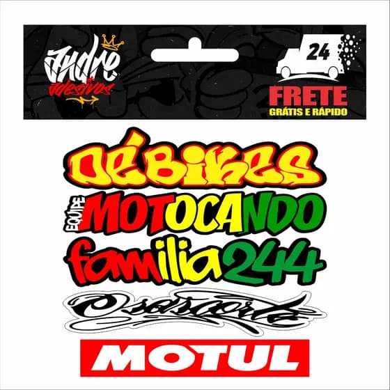KIT ADESIVOS GRAU ORIGINAL / familia244 / osascorte / motocando / debikes / motul / para motos, capacetes, bike, garupas
