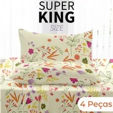 Jogo de Lençol King 4 Peças 1,93m x 2,03m x 30cm de Altura Estampas Sortidas