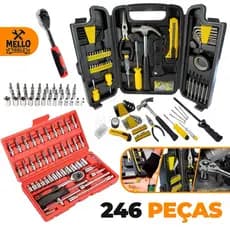 Kit Jogo de Ferramentas 246 Peças Profissional Completo com Maleta – Chaves, Soquetes, Alicate e Bits
