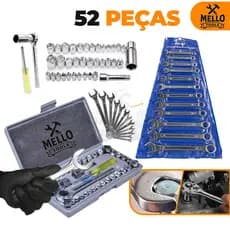 Kit Jogo de Ferramentas 52 Peças com Catraca e Chaves Combinadas – Kit Completo Profissional Mello Tools