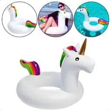 Boia Unicórnio Colorido Inflável 56cm Infantil Criança Praia Brinquedo Inflavel Grande Piscina