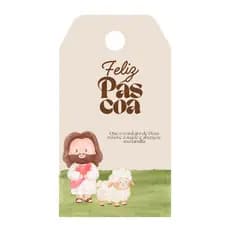 Tag de Páscoa Religiosa Feliz Páscoa + sisal  – Ideal para Lembrancinhas