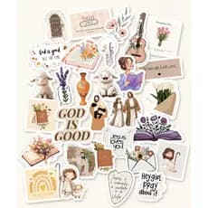 Kit 30 Stickers Cristãos para Devocional Impermeáveis | Adesivos Bíblicos para Bíblia, Tablet, Caderno  e Kindle