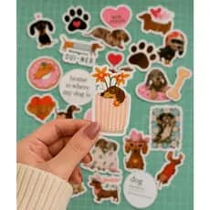 Sticker Adesivo Cachorro Salsicha Dachshund Resistente Notebook PC Caderno Garrafa