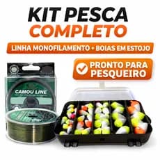 Kit Pesca Completo com Linha Monofilamento 300m + Boias Isopor em Estojo | Lambari Pesqueiro