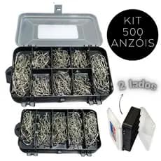 Kit Box 500 Anzóis de Pesca Aço Carbono Reforçado Tamanhos Mistos Alta Fisgada Ganchos Pescaria