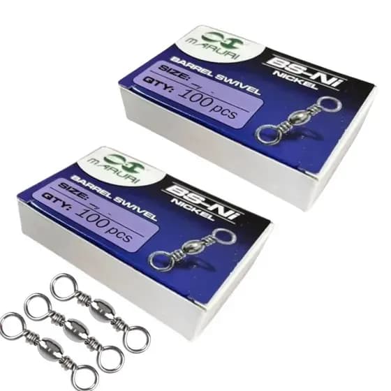 Kit 2 Caixas Girador Comum de Pesca Nº6 100un Maruri Alta Qualidade Resistência Nickel Gold Pescaria