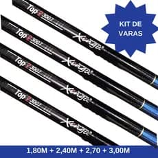 Kit Pesca 4 Varas Telescópica 1,80m + 2,40m + 2,70m + 3,00m Caniço Pescaria Lambari Tilápia Barato