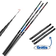Kit Pesca 3 Varas Telescópica Vários Tamanhos Enrolador de Linha Capa Caniço Pescaria Tilápia Traira