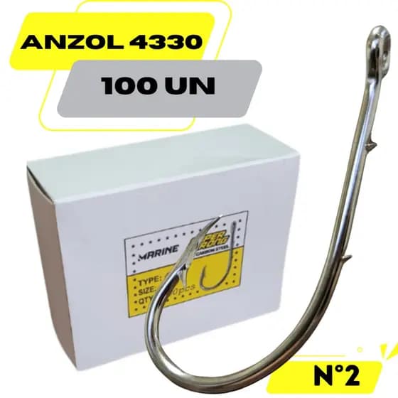 Anzol 4330 Super Strong nº2 2,8X1,1cm Caixa 100un Marine Sports Pesca De Tucunaré Dourado Traíra Pacu