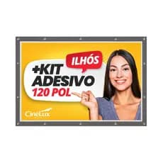 Tela Telão Telona Projeção Projetor Datashow Branca Cinza com Ilhós 120 Polegadas Cinema em Casa Dobravel