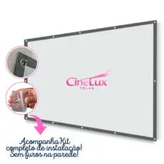 Tela de Projetor Telona Tecido Lona Premium Projeção DataShow Projetor 100 Polegadas Ilhós