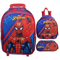 Kit Mochila Escolar Com Rodinhas, Homem Aranha, Spiderman