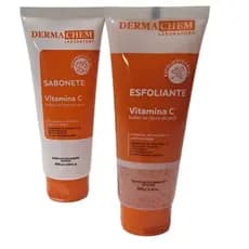 Kit Vitamina C Dermachem Sabonete e Esfoliante Facial Clareador Pele Renovada e HIdratada