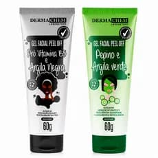 Kit Skincare Mascara Facial Dermachem Gel Peel Off Pepino Argila Verde Pró Vitamina B5 Rosa Mosqueta