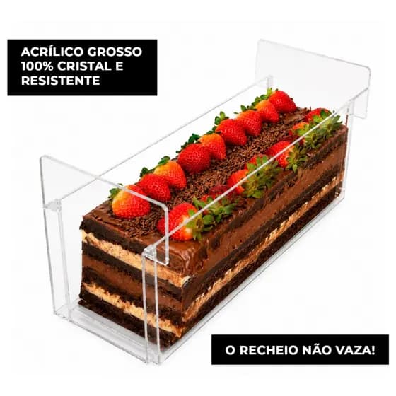 Kit Forma Slice Cake 30x10x10 Para Festival De Fatias Bolo Confeitaria Acrílico Grosso